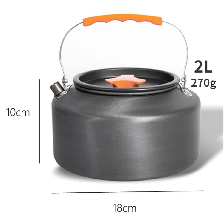 0.8L/1.1L/1.2L/1.6L/2L/2.5L Aluminum alloy Portable Outdoor Camping Coffee and Tea Kettle for Hiking Fishing Picnic and Cooking
