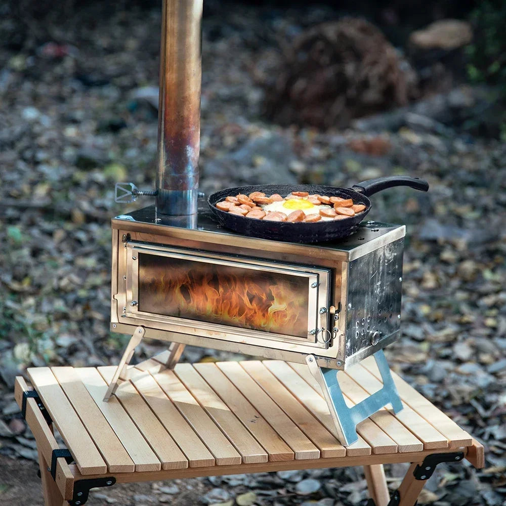 Outdoor Portable Folding Camping Wood Stove Picnic Detachable Burning Wood Stove Outdoor Wood Stove For Tent Heating
