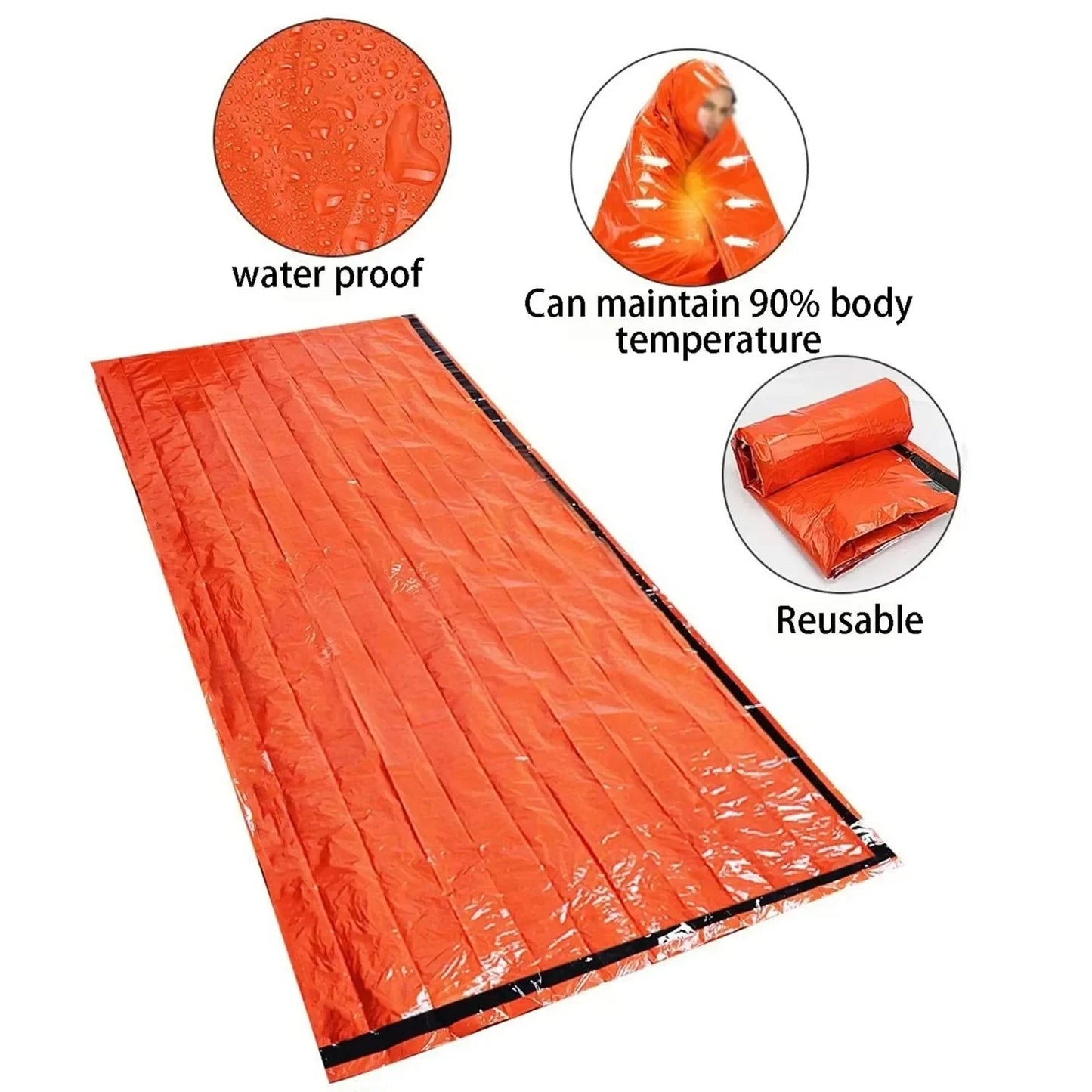 Portable Survival Sleeping Bags Waterproof Emergency Thermal Sack First Aid Rescue Mylar Outdoor Camping Hiking Insulate Blanket