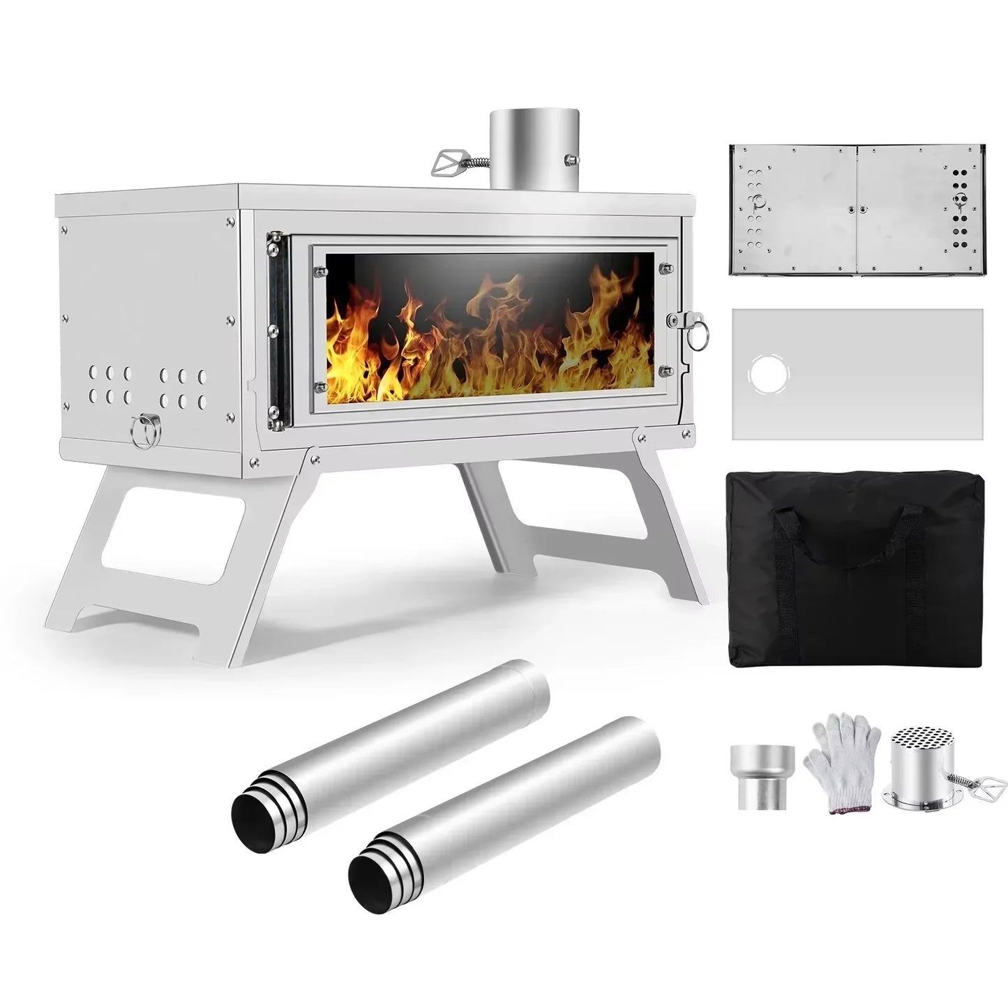 Outdoor Portable Folding Camping Wood Stove Picnic Detachable Burning Wood Stove Outdoor Wood Stove For Tent Heating