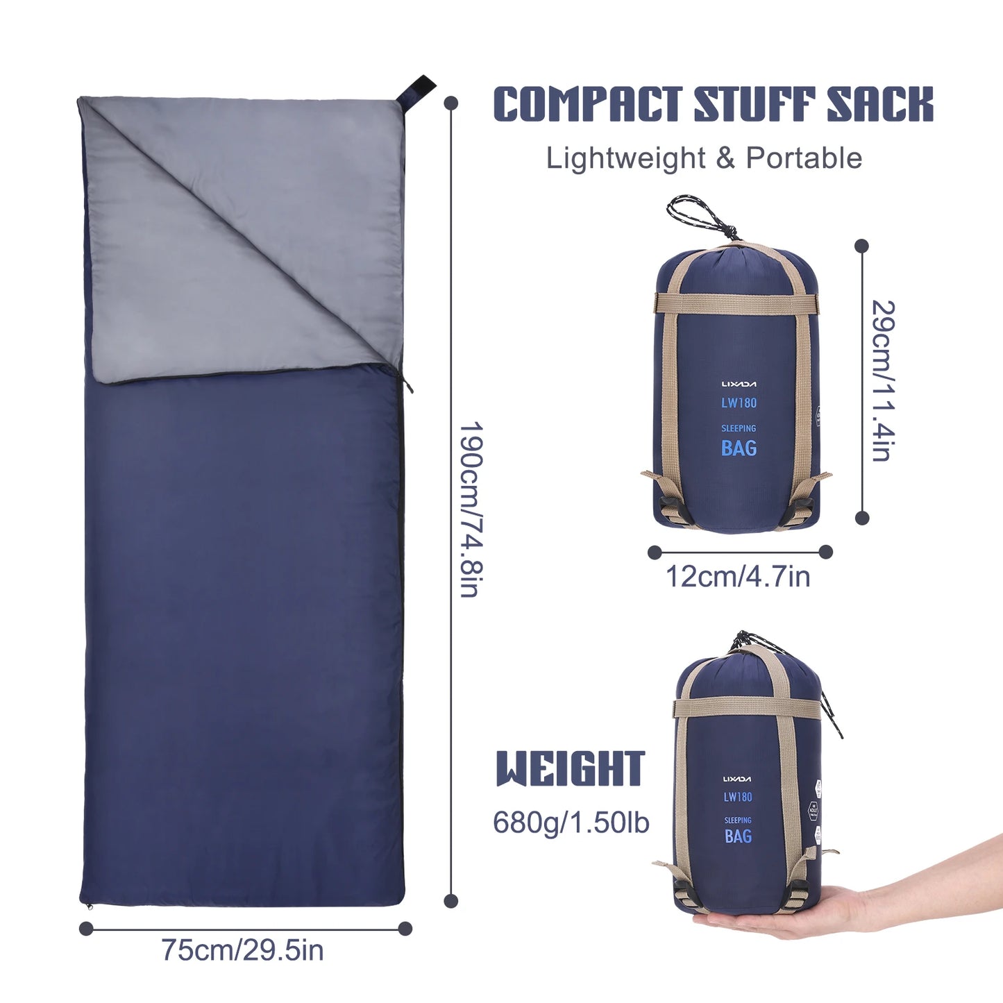 Outdoor Envelope Sleeping Bag Mini Ultralight Multifunction Travel Bag Hiking Camping Sleeping Bags Nylon 190 * 75cm lazy bag