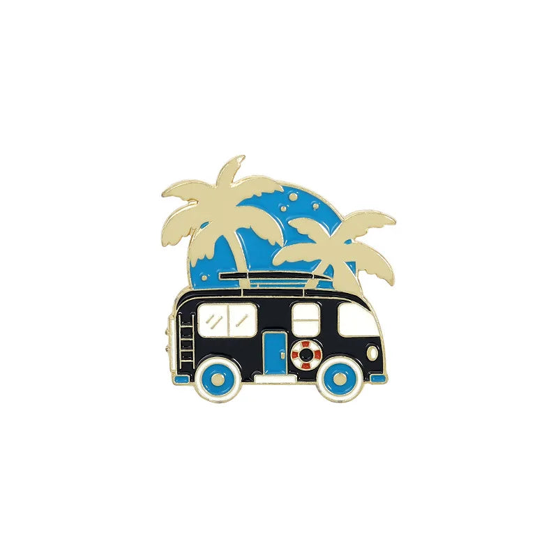 Outdoor Travel Badge Creative Cartoon Camping Tent Hiking Metal Enamel Brooch Fashion Adventure Lapel Backpack Jewelry Gift