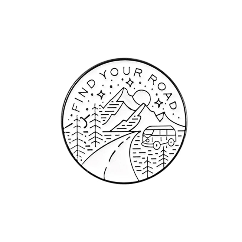 Outdoor Travel Badge Creative Cartoon Camping Tent Hiking Metal Enamel Brooch Fashion Adventure Lapel Backpack Jewelry Gift