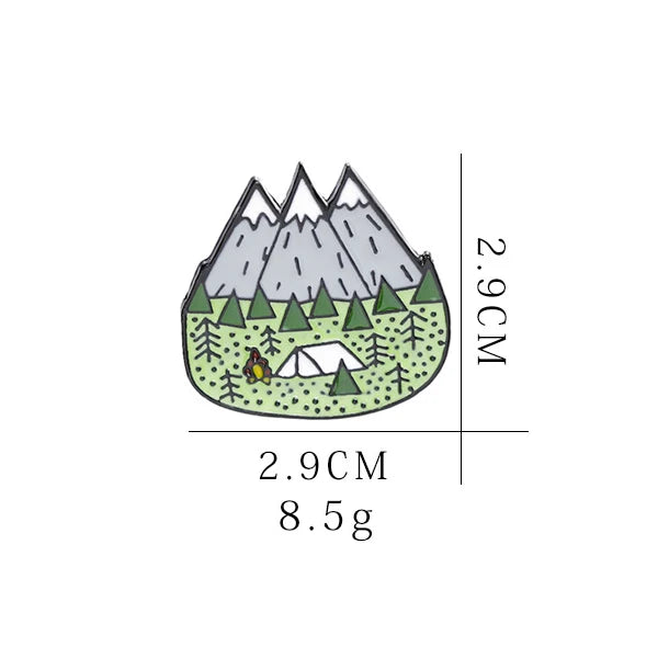 Outdoor Travel Badge Creative Cartoon Camping Tent Hiking Metal Enamel Brooch Fashion Adventure Lapel Backpack Jewelry Gift