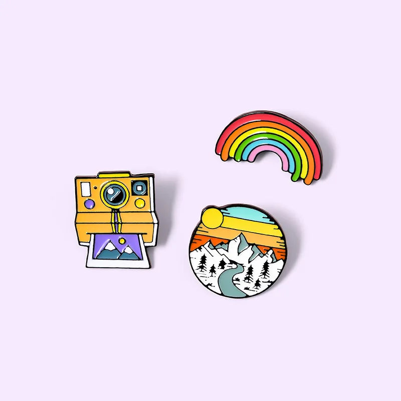 Outdoor Travel Badge Creative Cartoon Camping Tent Hiking Metal Enamel Brooch Fashion Adventure Lapel Backpack Jewelry Gift