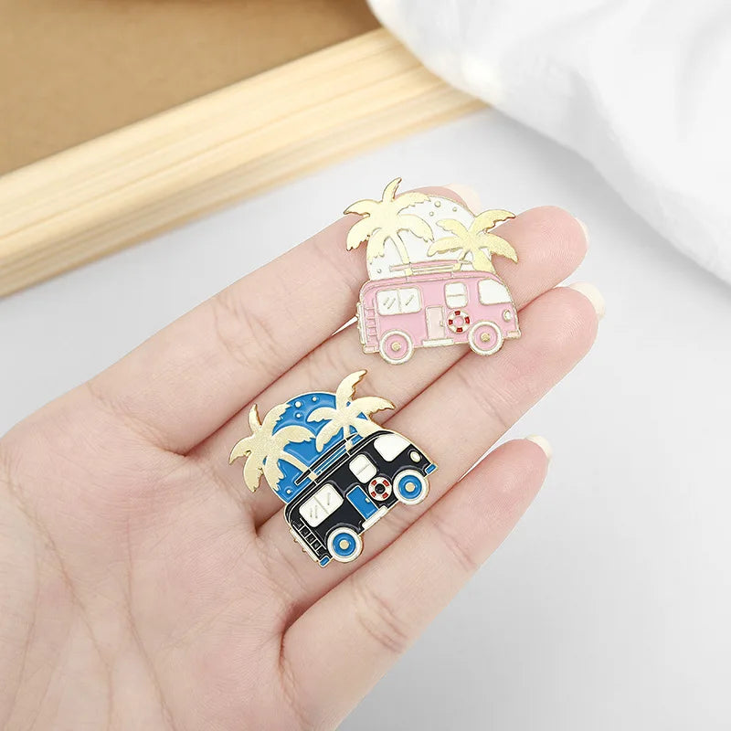 Outdoor Travel Badge Creative Cartoon Camping Tent Hiking Metal Enamel Brooch Fashion Adventure Lapel Backpack Jewelry Gift