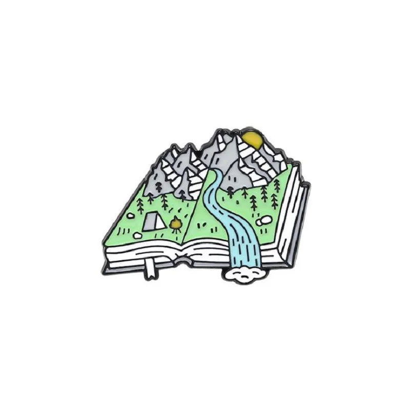Outdoor Travel Badge Creative Cartoon Camping Tent Hiking Metal Enamel Brooch Fashion Adventure Lapel Backpack Jewelry Gift