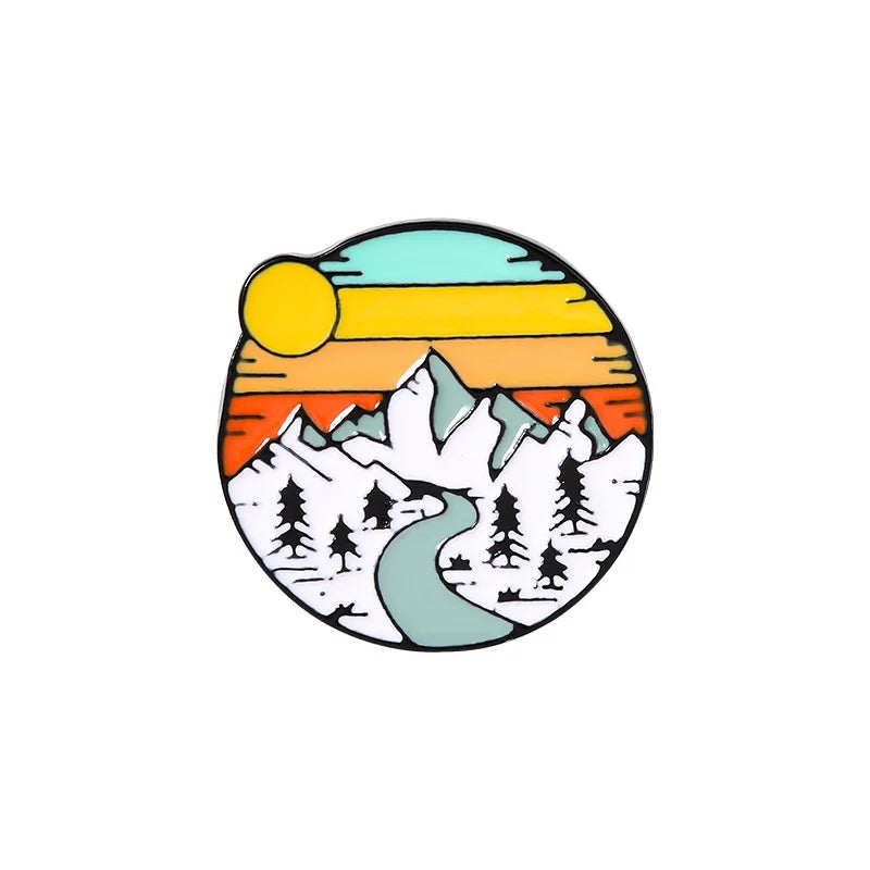 Outdoor Travel Badge Creative Cartoon Camping Tent Hiking Metal Enamel Brooch Fashion Adventure Lapel Backpack Jewelry Gift