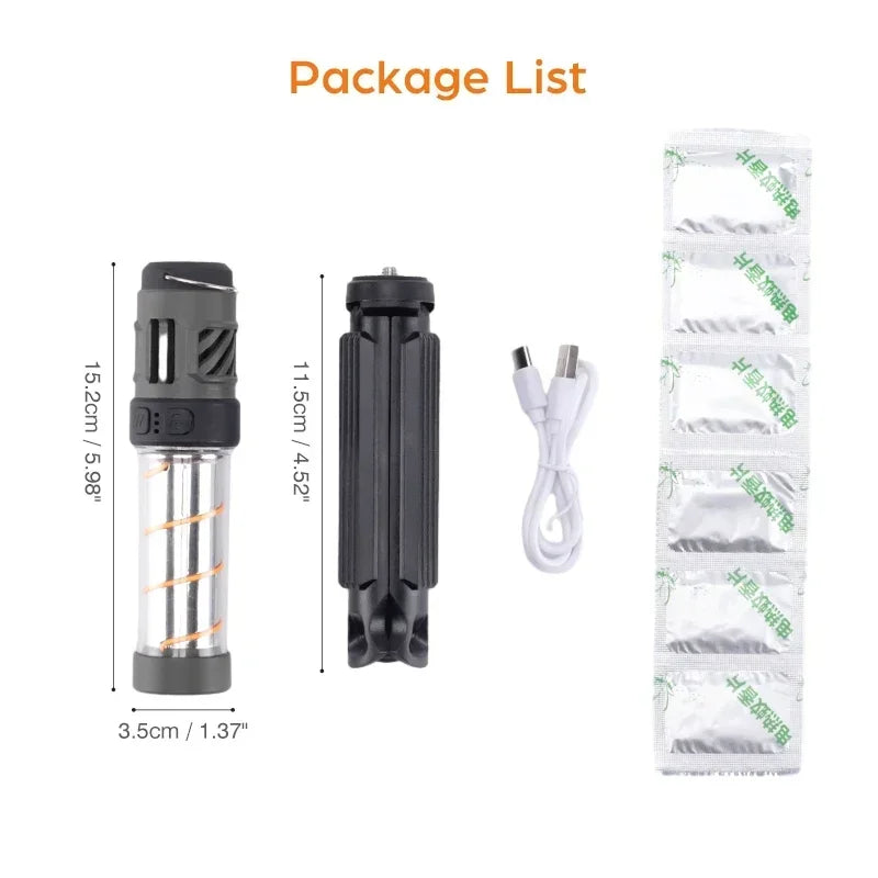 Camping Light Rechargeable 3 in 1 Tent Lantern Waterproof Camping Night Fishing Lamp with Triangle Bracket for Outdoor Camping