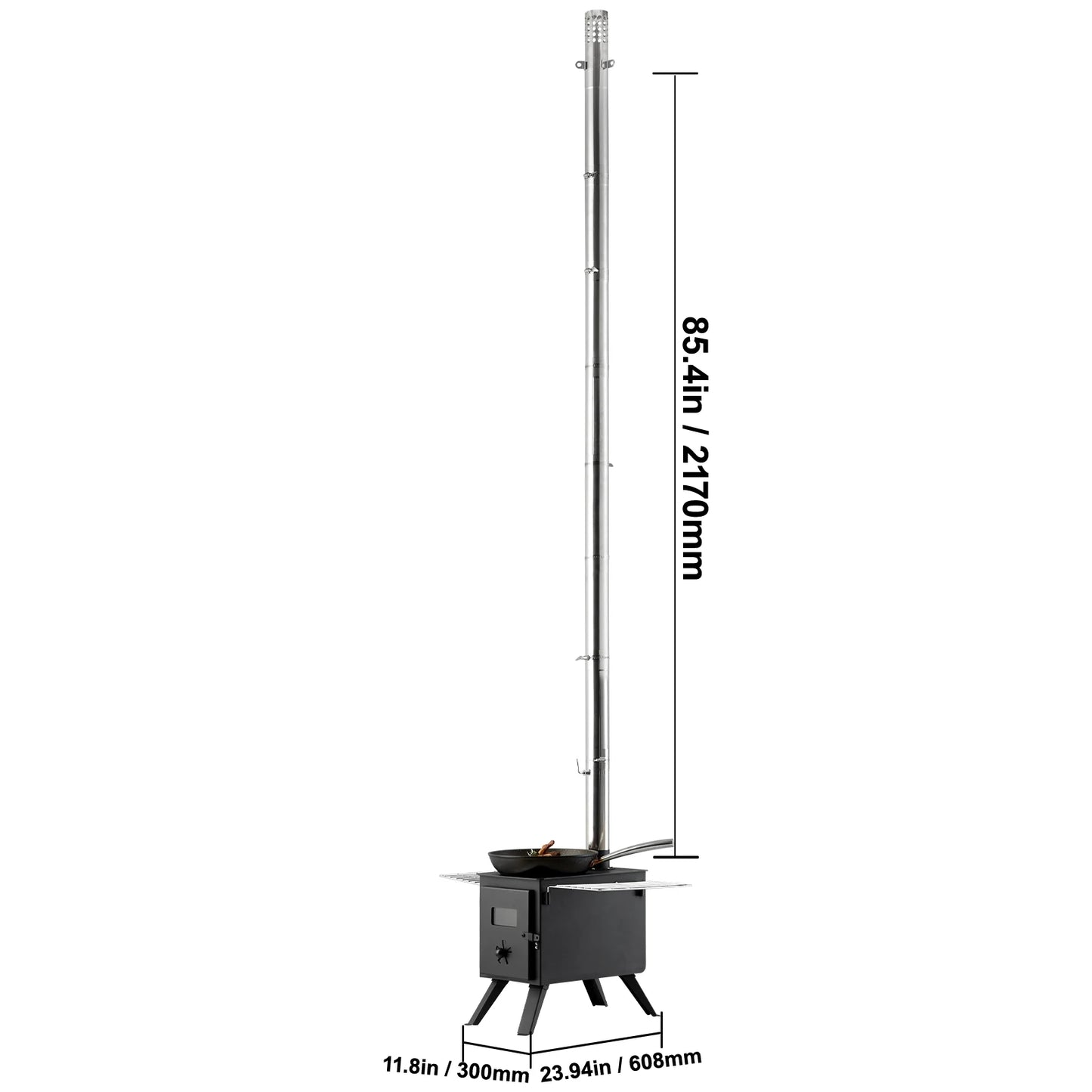 VEVOR Wood Stove 86in Alloy Steel Camping Tent Stove Portable Wood Burning Stove with Chimney Pipes & Gloves 1400in³Firebox