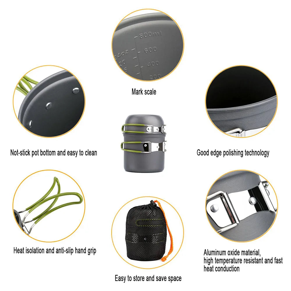 GH02 Folding Camping Tableware 5 in 1 Multifunctional Portable Cutlery Bottle Opener Can Opener Picnic Camping Equipment