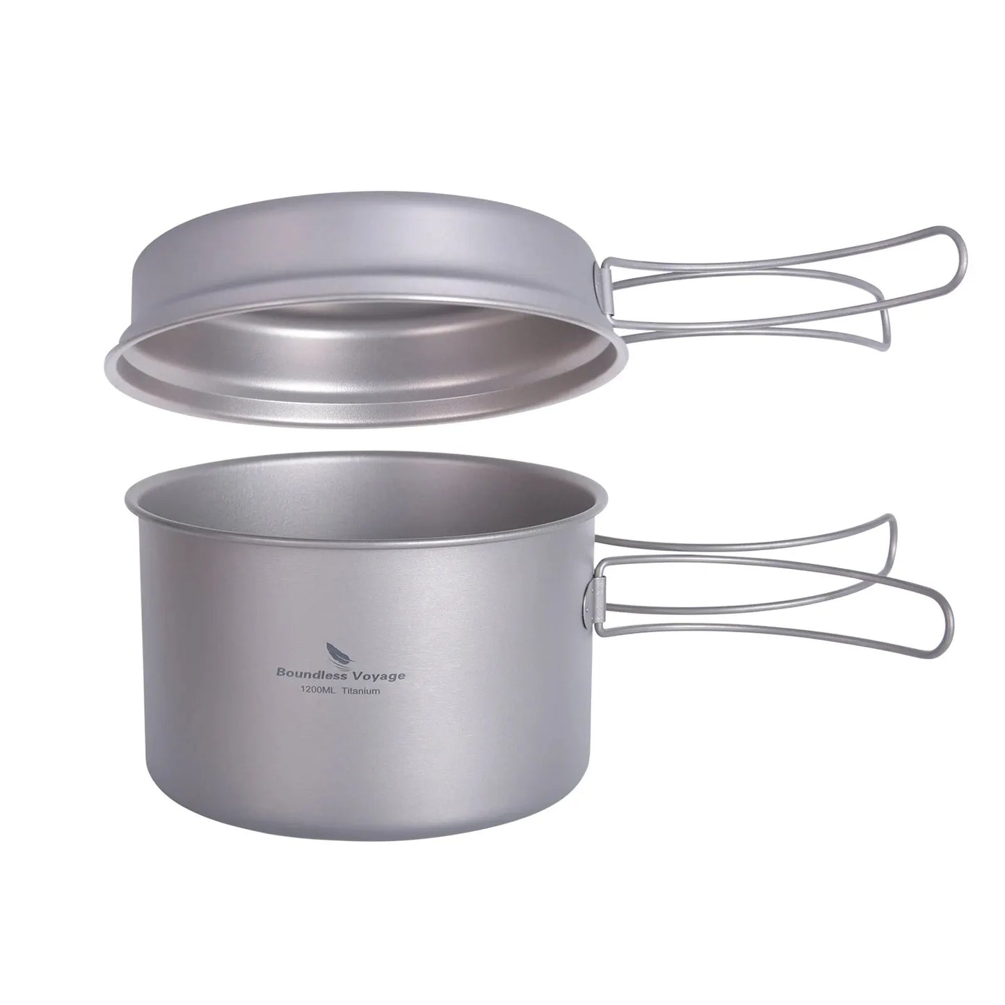 Boundless Voyage Titanium Pot Pan Set with Folding Handles Camping Cookware Hiking Outdoor Tableware