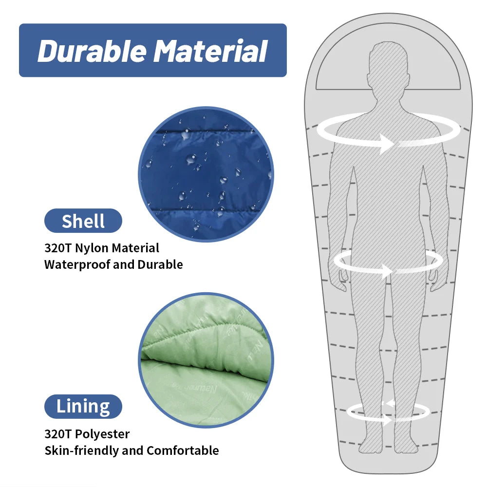 Naturehike MJ300 Sleeping Bag Ultralight Waterproof Cotton Winter Sleeping Bag Outdoor 4 Season Camping Large Sleeping Bags