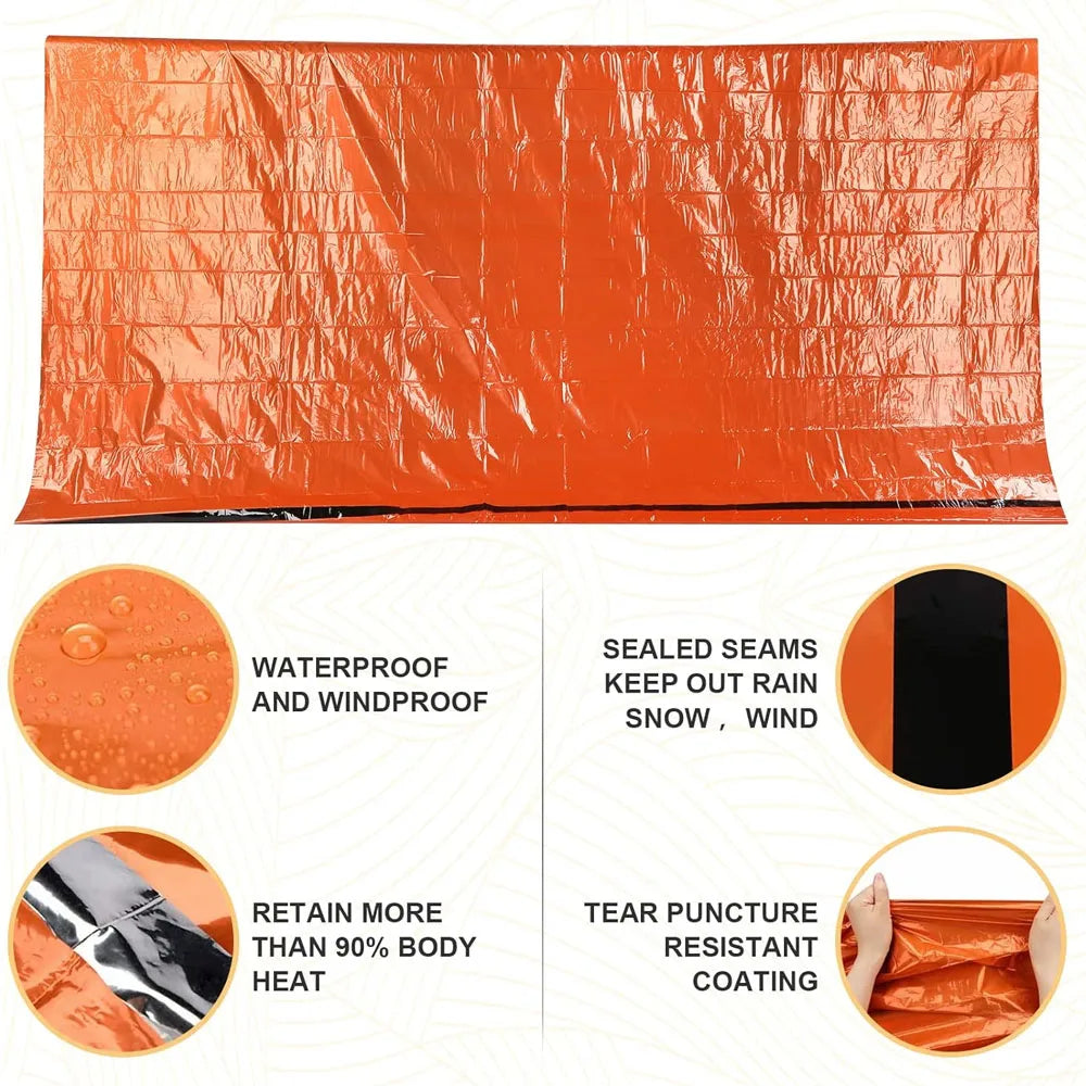 2 Person Tube Tent Waterproof Survival Shelter Emergency Blankets Survival Tent Survival Gear For Outdoor Hiking Camping