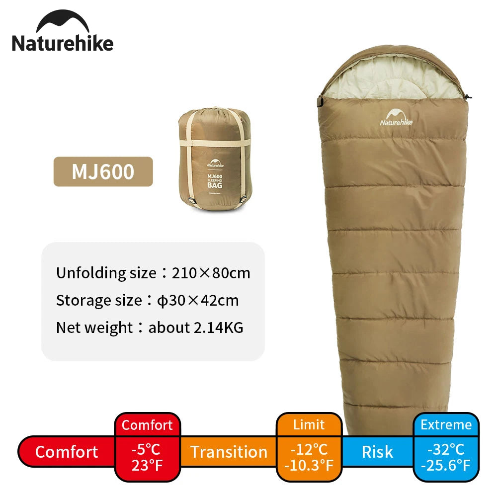 Naturehike MJ300 Sleeping Bag Ultralight Waterproof Cotton Winter Sleeping Bag Outdoor 4 Season Camping Large Sleeping Bags