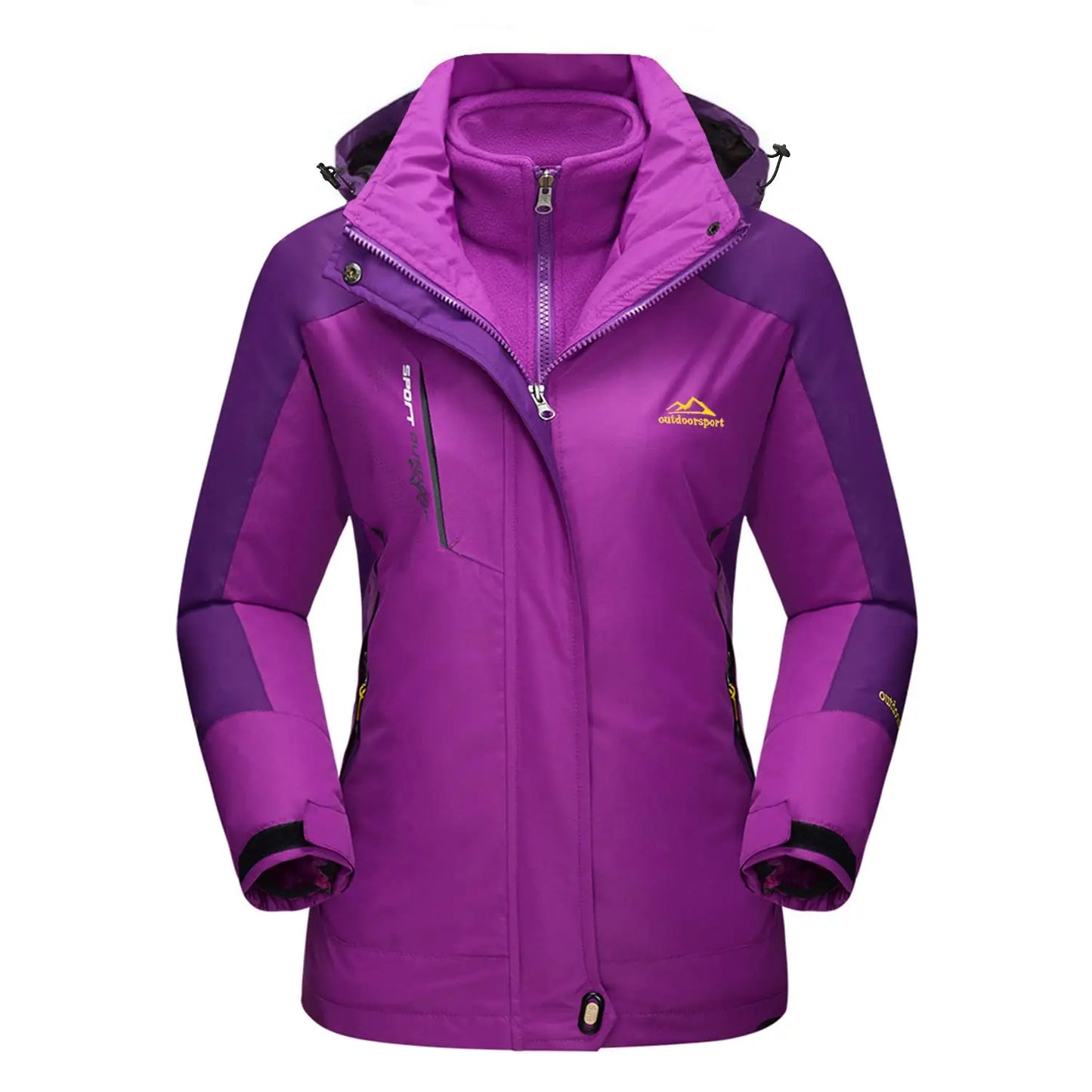 KEFITEVD 3 in1 Women's Winter Ski Jackets Fleece Warm Thermal Snow Waterproof Jacket Hiking Clothing Outdoor Windbreaker Coats
