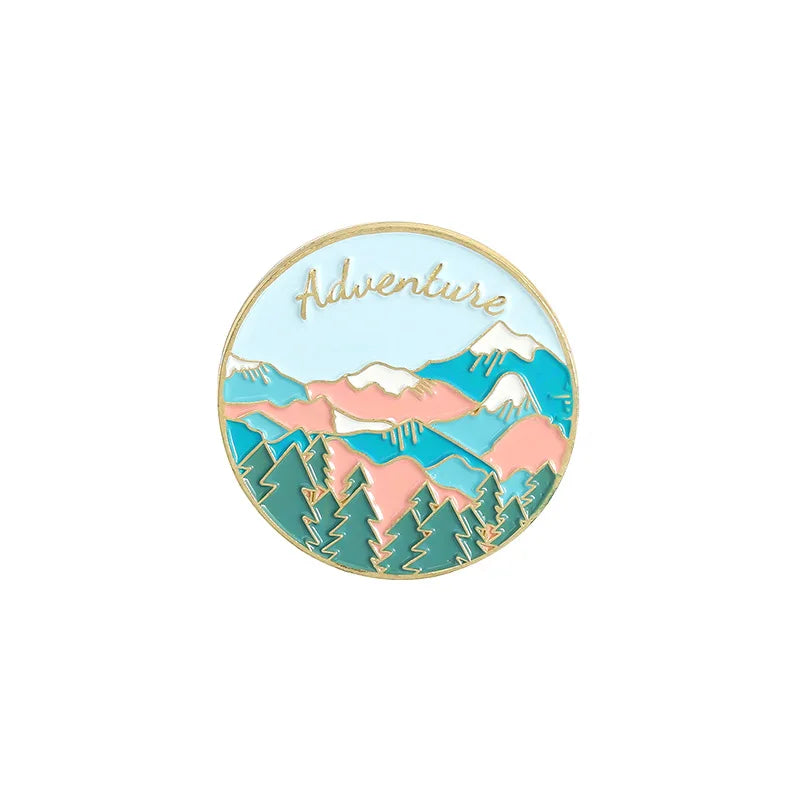 Outdoor Travel Badge Creative Cartoon Camping Tent Hiking Metal Enamel Brooch Fashion Adventure Lapel Backpack Jewelry Gift