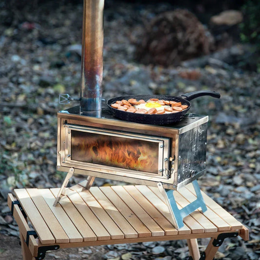 Outdoor Portable Folding Camping Wood Stove Picnic Detachable Burning Wood Stove Outdoor Wood Stove For Tent Heating
