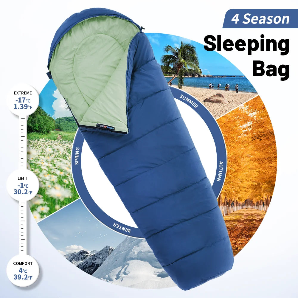 Naturehike MJ300 Sleeping Bag Ultralight Waterproof Cotton Winter Sleeping Bag Outdoor 4 Season Camping Large Sleeping Bags