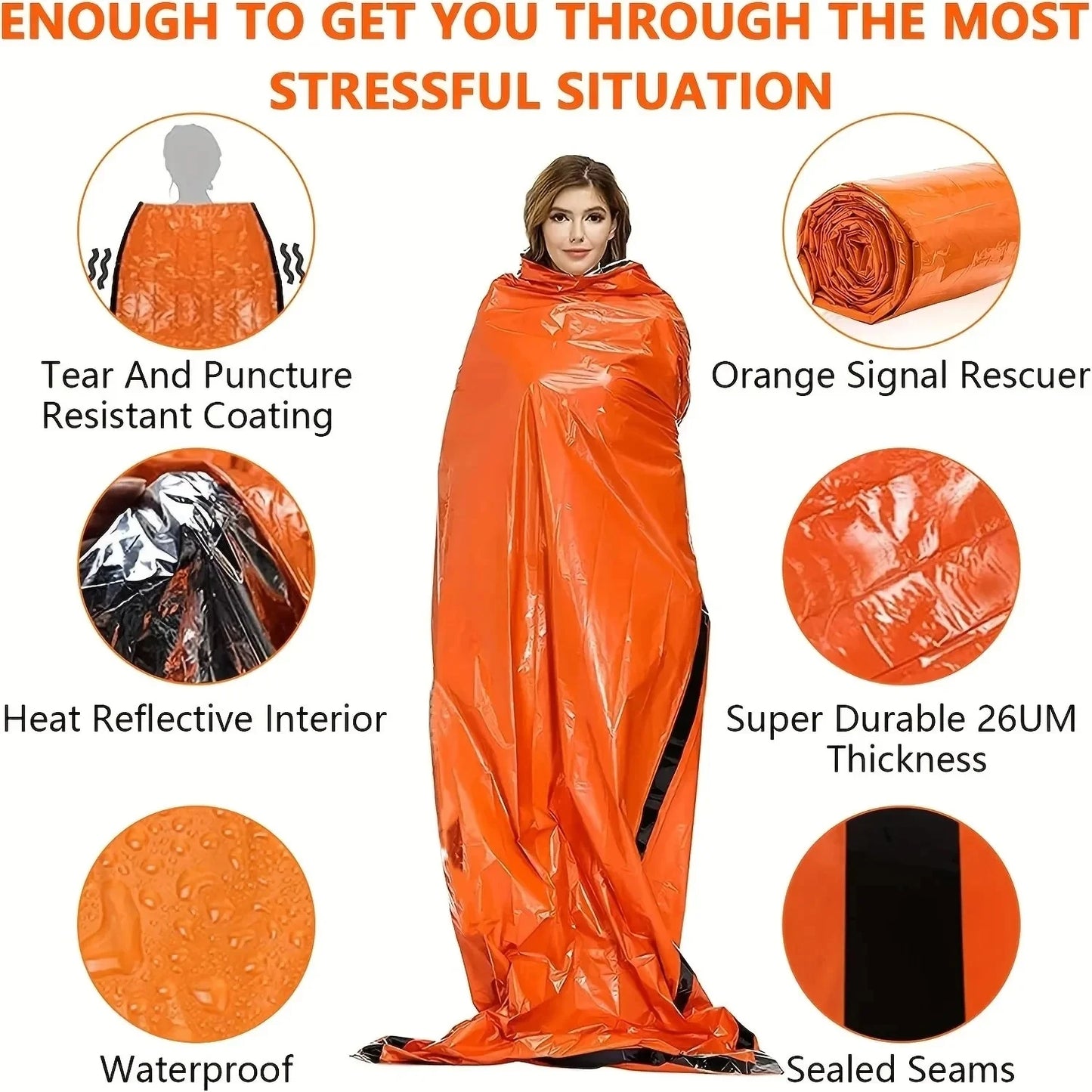 Portable Survival Sleeping Bags Waterproof Emergency Thermal Sack First Aid Rescue Mylar Outdoor Camping Hiking Insulate Blanket